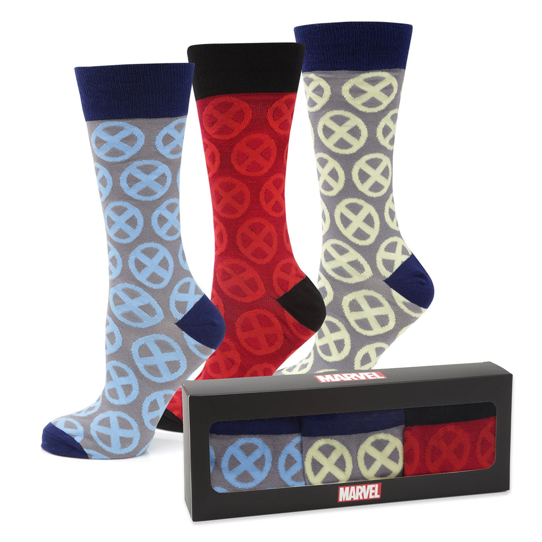 Marvel X-Men Socks 3 Pack with Lapel Pin Gift Set by Cufflinks.com