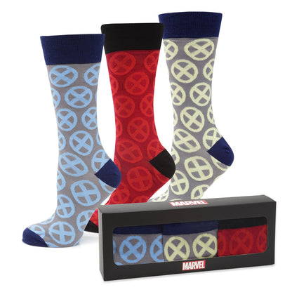 Marvel X-Men Socks 3 Pack with Lapel Pin Gift Set by Cufflinks.com