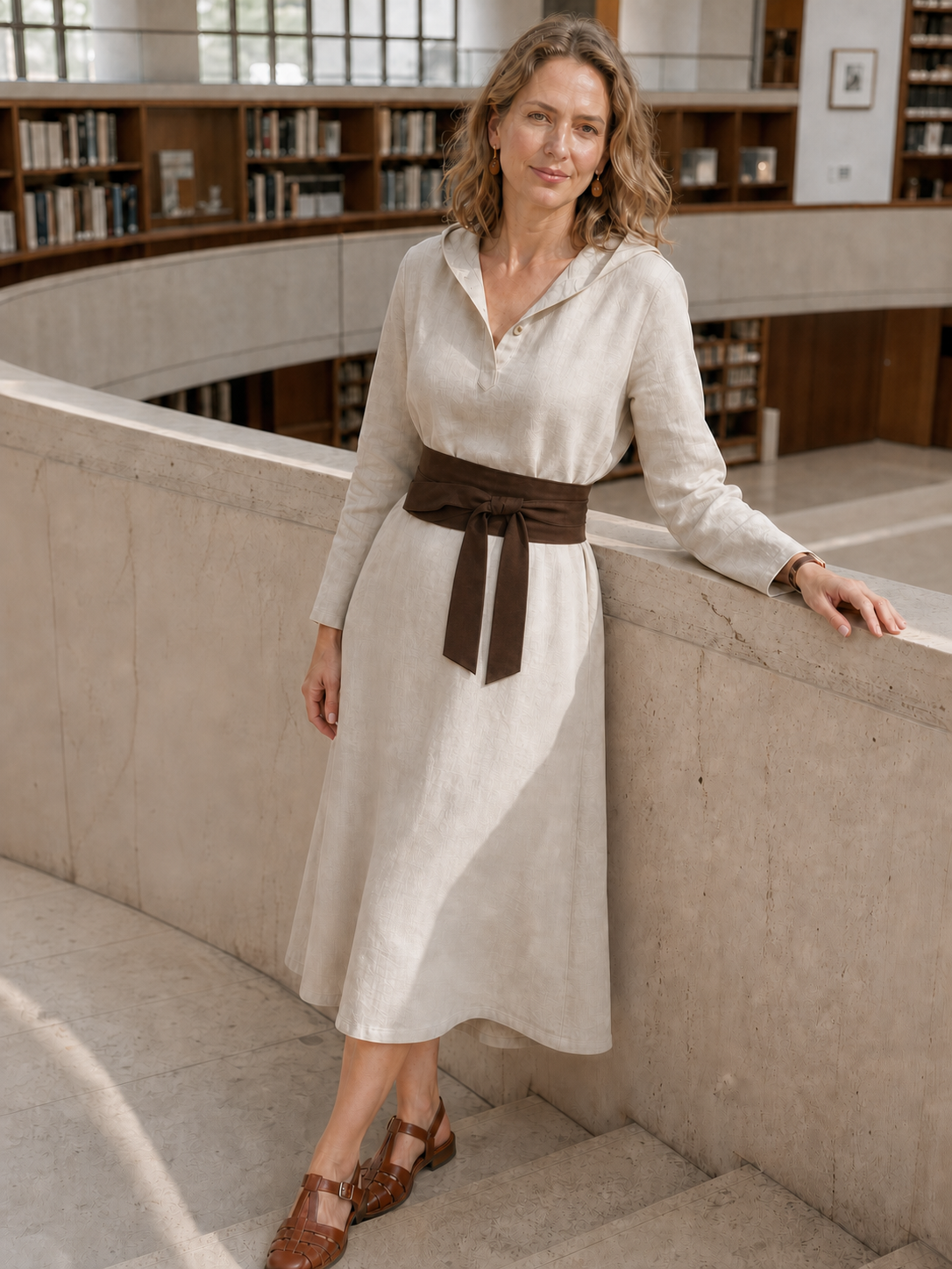 100% Linen Hooded Pullover Maxi Dress REBECCA  DestGlow
