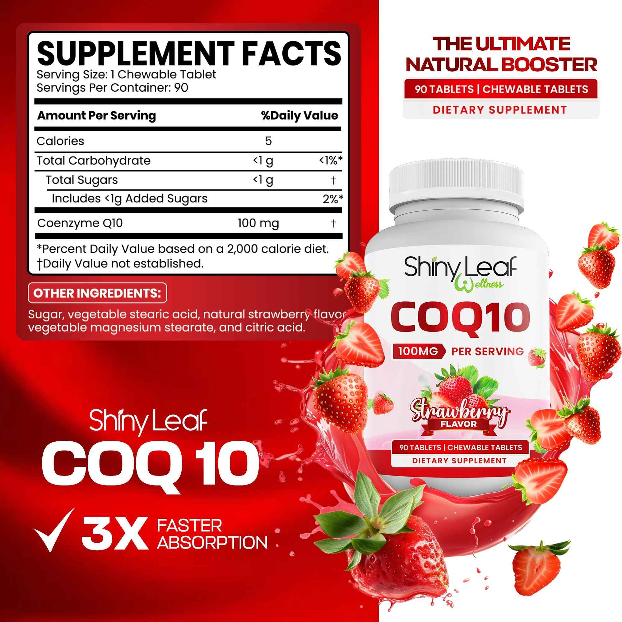 CoQ10 100mg Strawberry Chewable Tablets