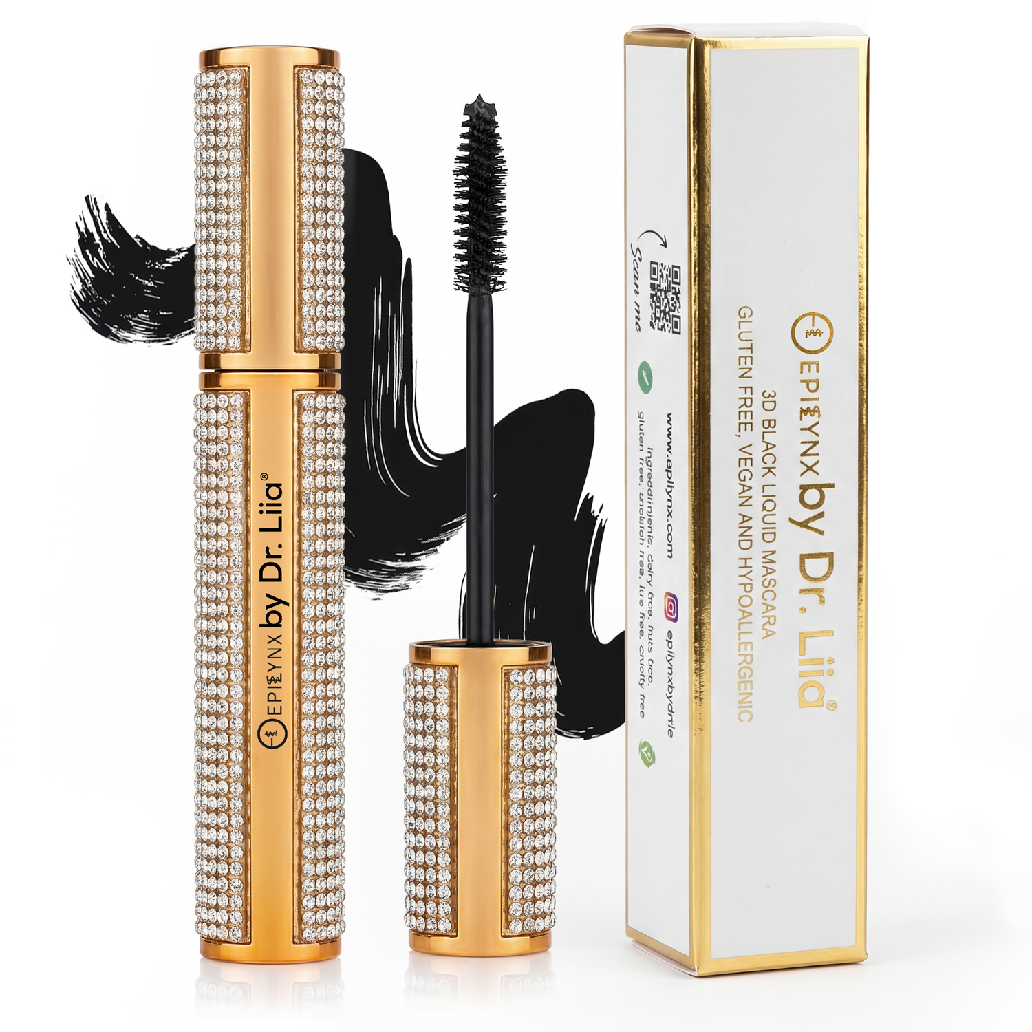 Mega Volume Vegan Mascara – Smudge-Proof with Handmade Diamond Case by EpiLynx