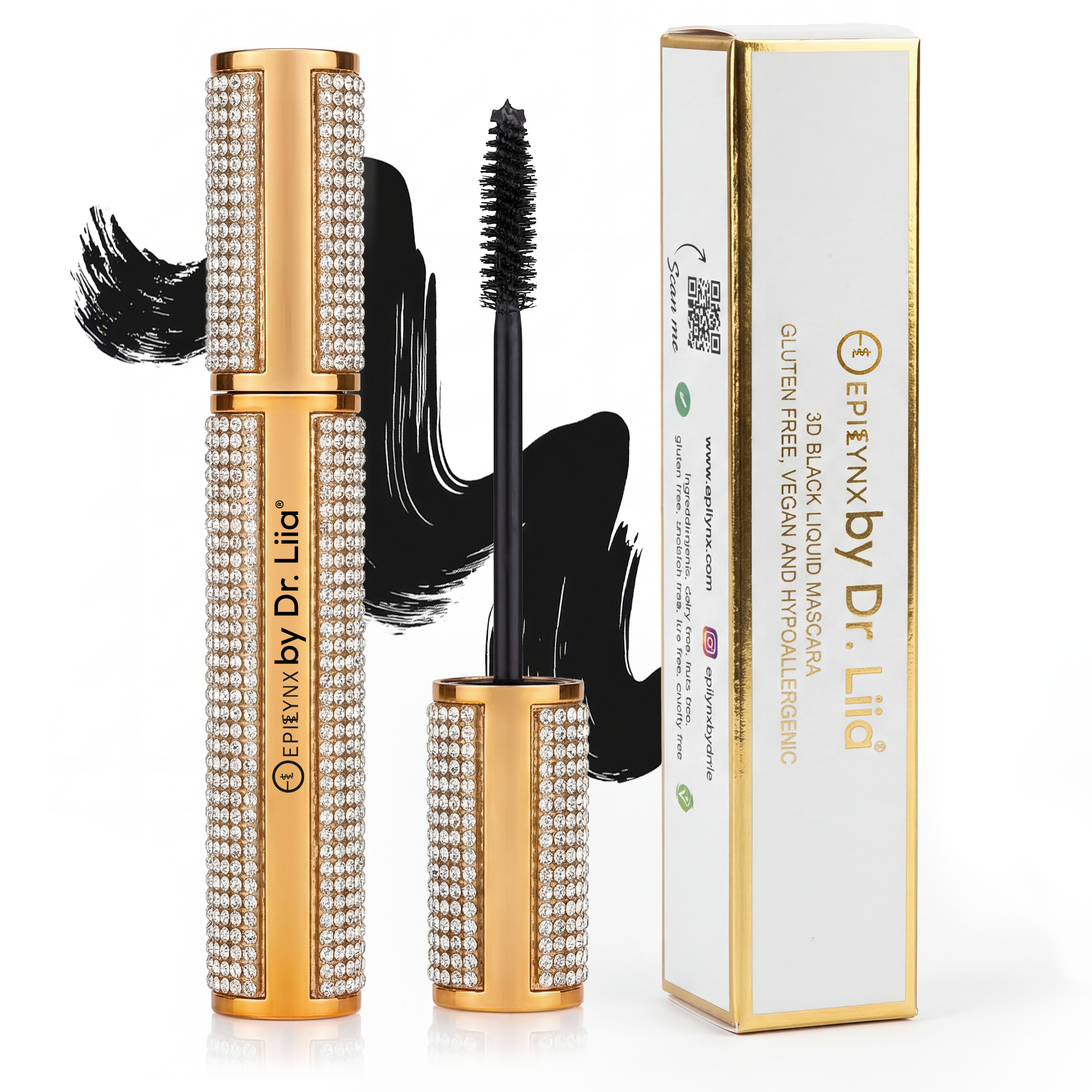 Mega Volume Vegan Mascara – Smudge-Proof with Handmade Diamond Case by EpiLynx