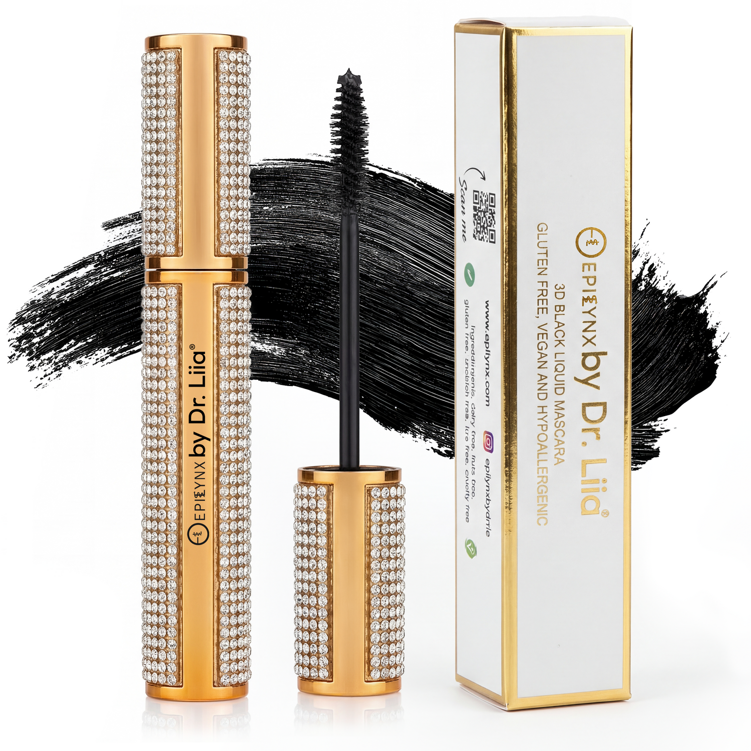 Mega Volume Vegan Mascara – Smudge-Proof with Handmade Diamond Case by EpiLynx