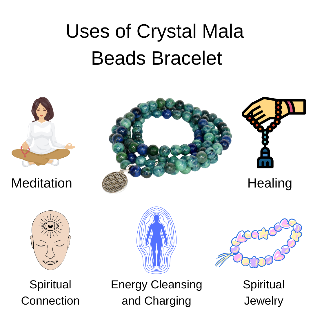 Labradorite Beads Mala Bracelet, 108 Prayer Beads Necklace (Aura Protection and Strength )  DestGlow