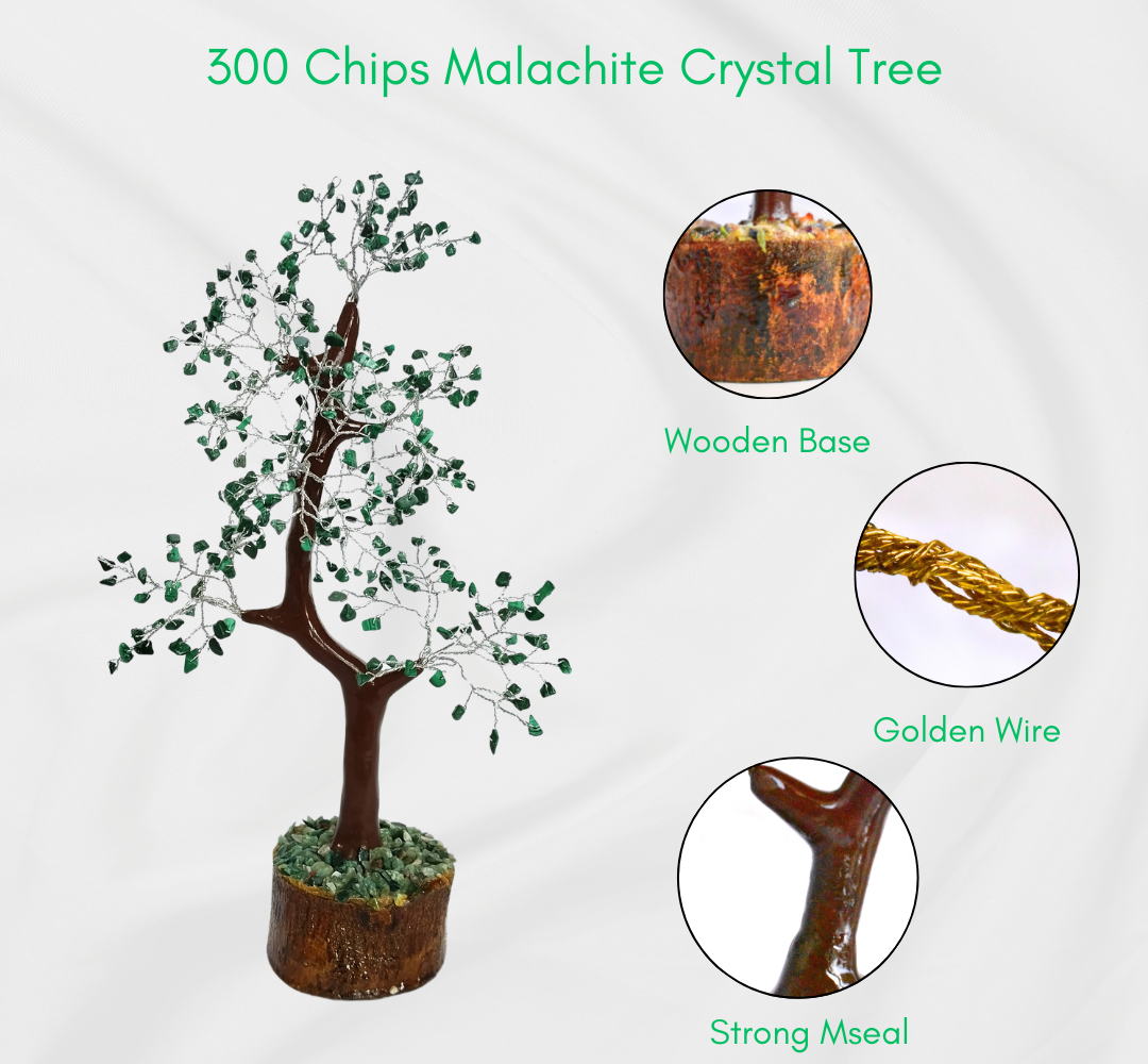 Malachite Gemstone Tree, Crystal Tree Of Life.  DestGlow