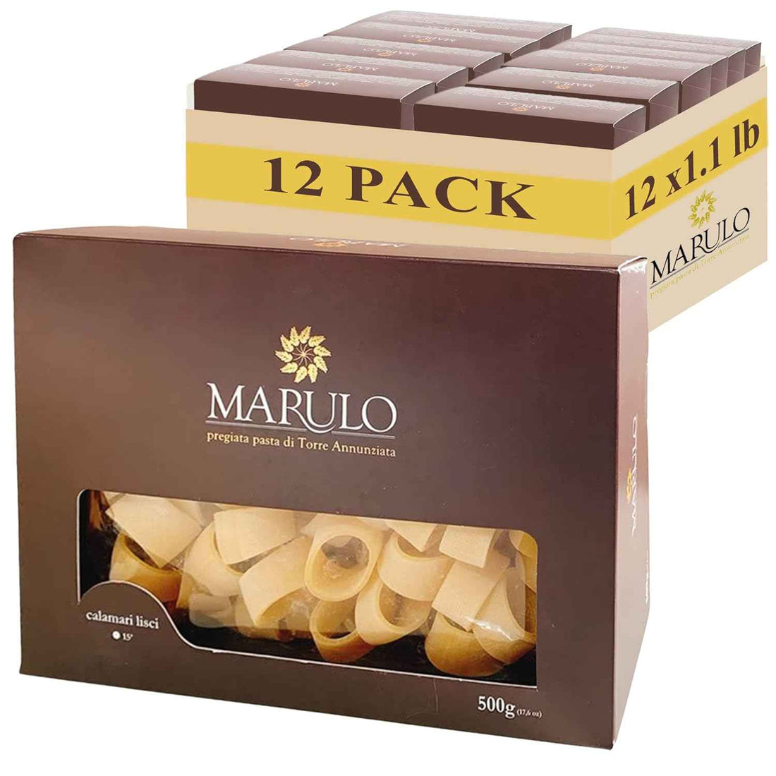 Marulo, Calamarata Pasta, Artisan Bronze Die-Cut Pasta, 12 Pack x 1.1 lb
