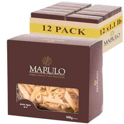 Marulo, Penne Pasta, Artisan Bronze Die-Cut Pasta, 12 Pack x 1.1 lb