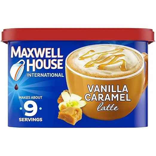 Maxwell House Vanilla Caramel Latte – Instant Café-Style Coffee Mix, 8.7 oz Canister
