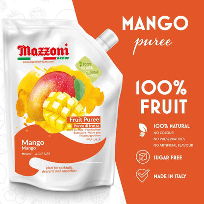 Mazzoni, Mango Puree, 100% Pure Mango, Just Fruit, No Sugar Added, 2.2 lb