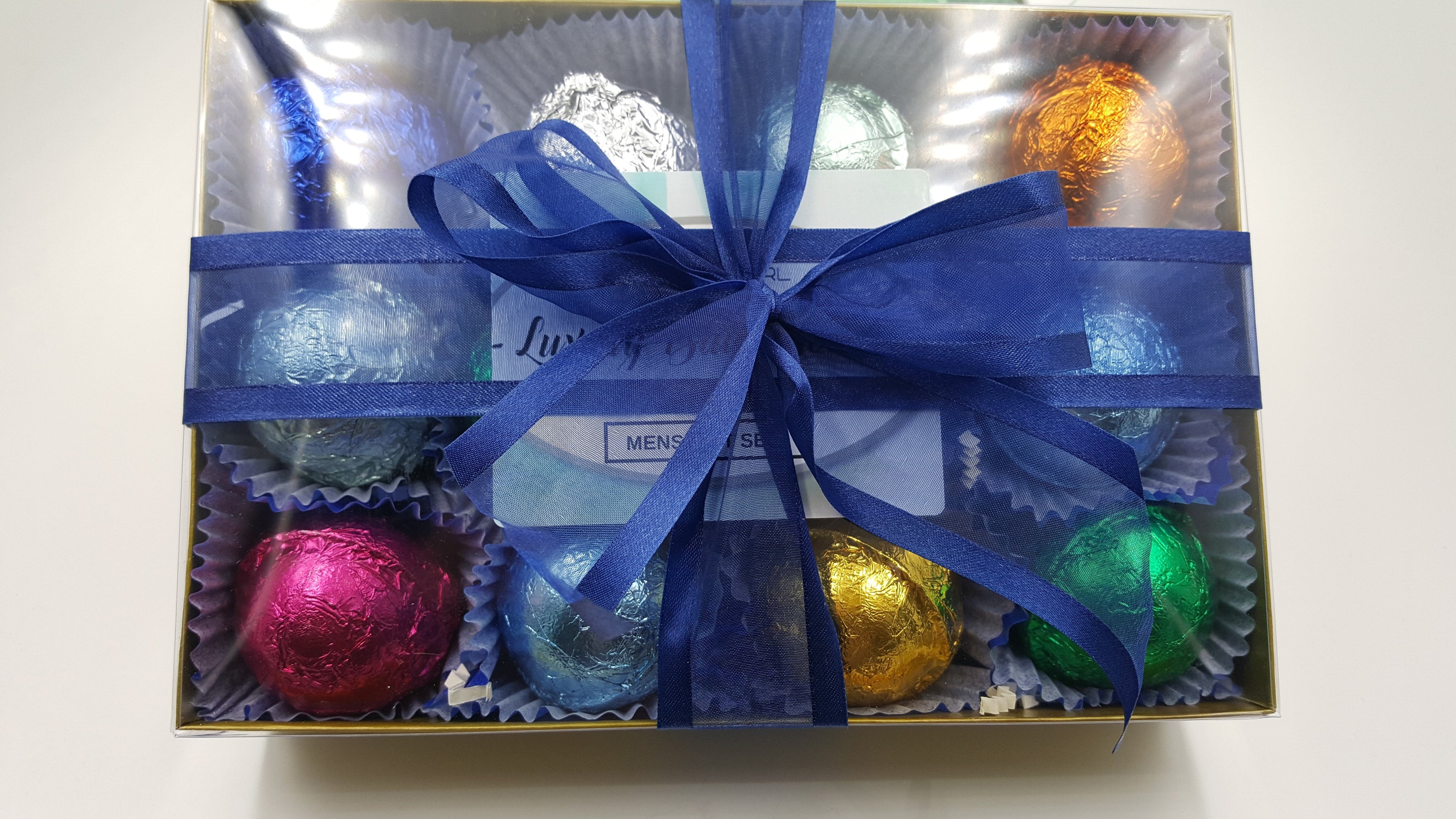 Gift Set for Him with 12 foil wrapped 2.5 oz bath bombs, great for dry skin, Manly Scents by Spa Pure