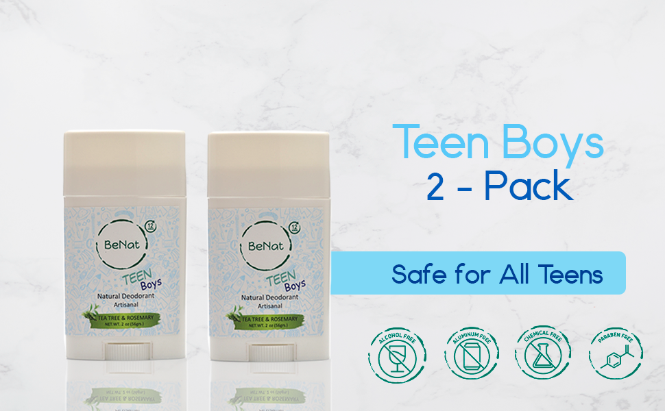2-Pack all-Natural Deodorants for Kids &amp; Teens