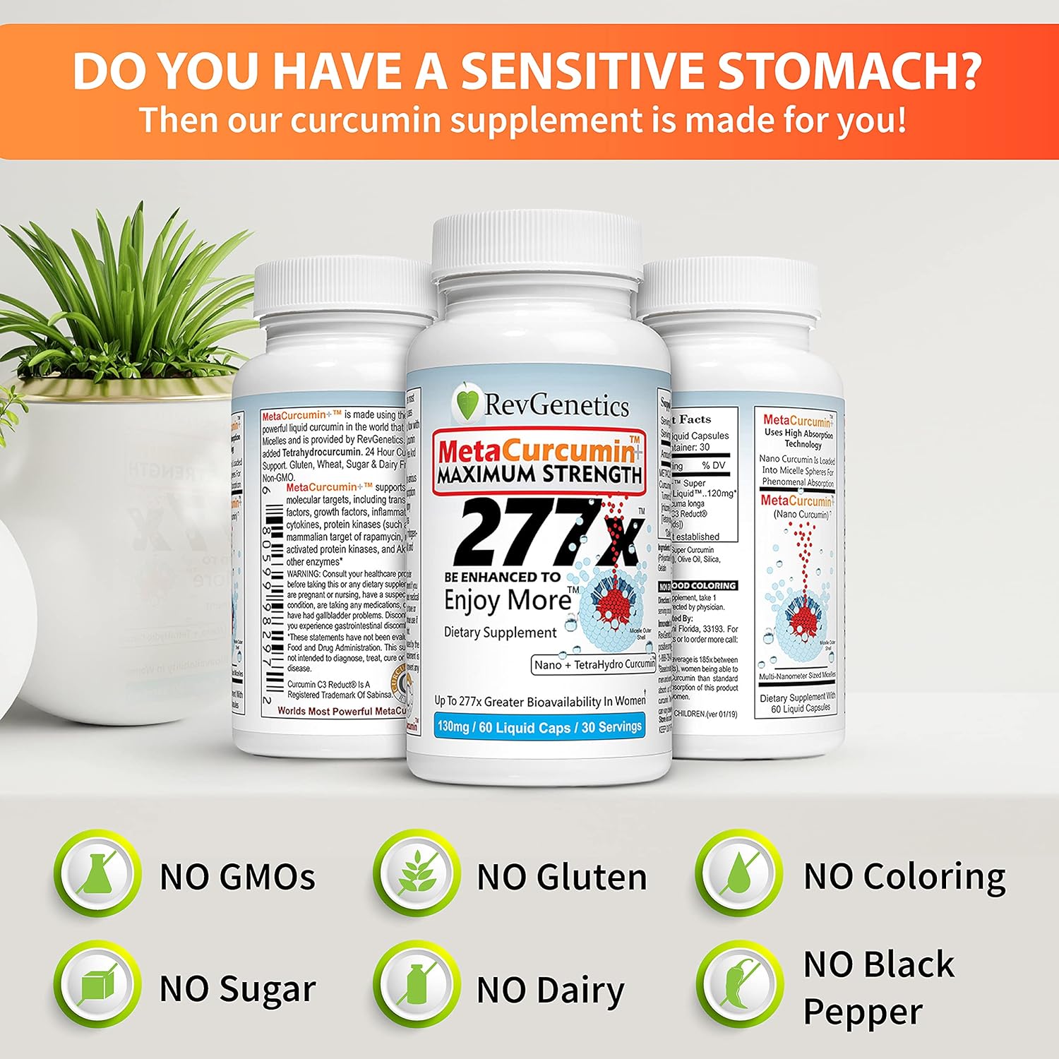 MetaCurcumin 277x: 10x SIRT6 Boost, No Pepper by RevGenetics