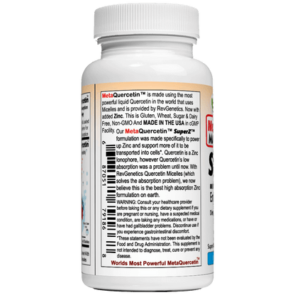 Super Z - Nano Quercetin with Zinc in Micelles Supplement - Advanced Micelle Ionophore Formula for Anti-aging Health - Immune to plain Zinc- Better than liposomal -By RevGenetics by RevGenetics