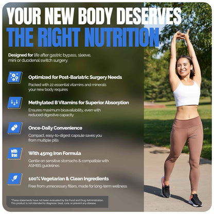 Methylated Bariatric Multivitamins with 45mg Iron 1 capsule a day