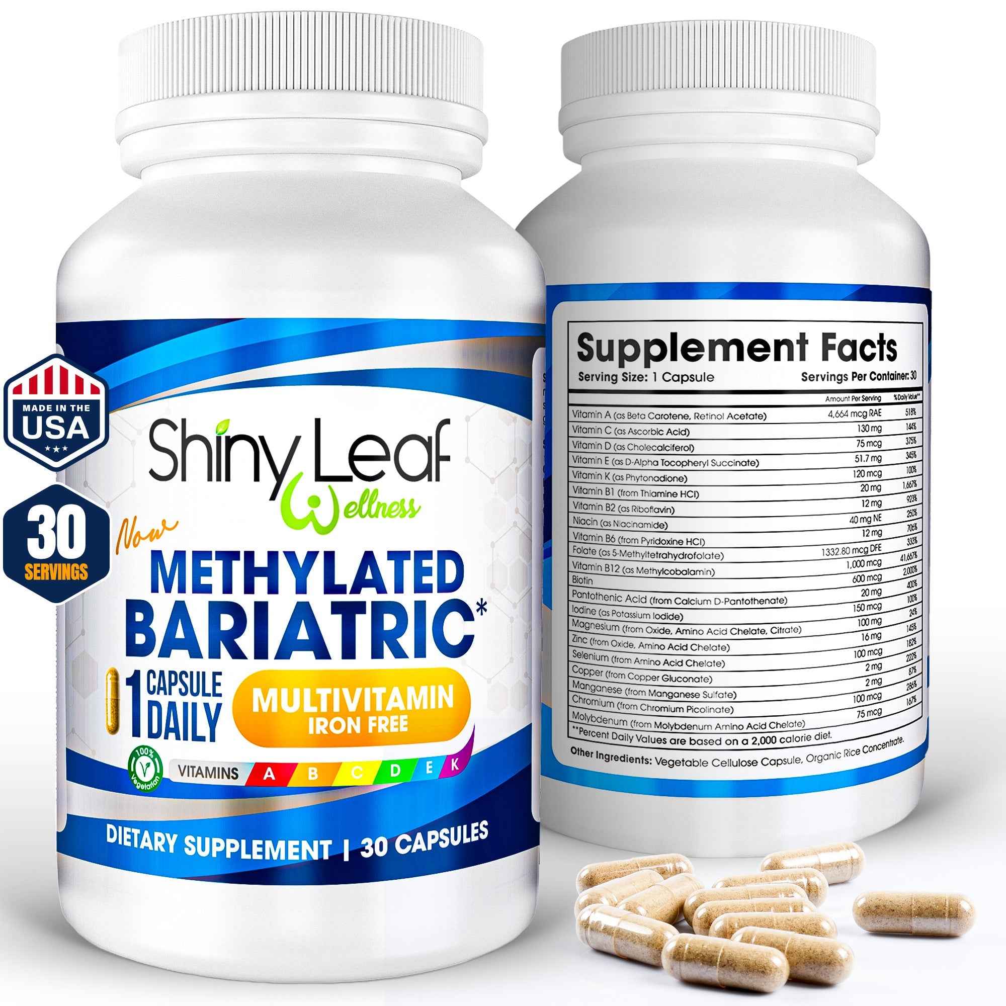 Shiny Leaf Methylated Bariatric Multivitamin Without Iron