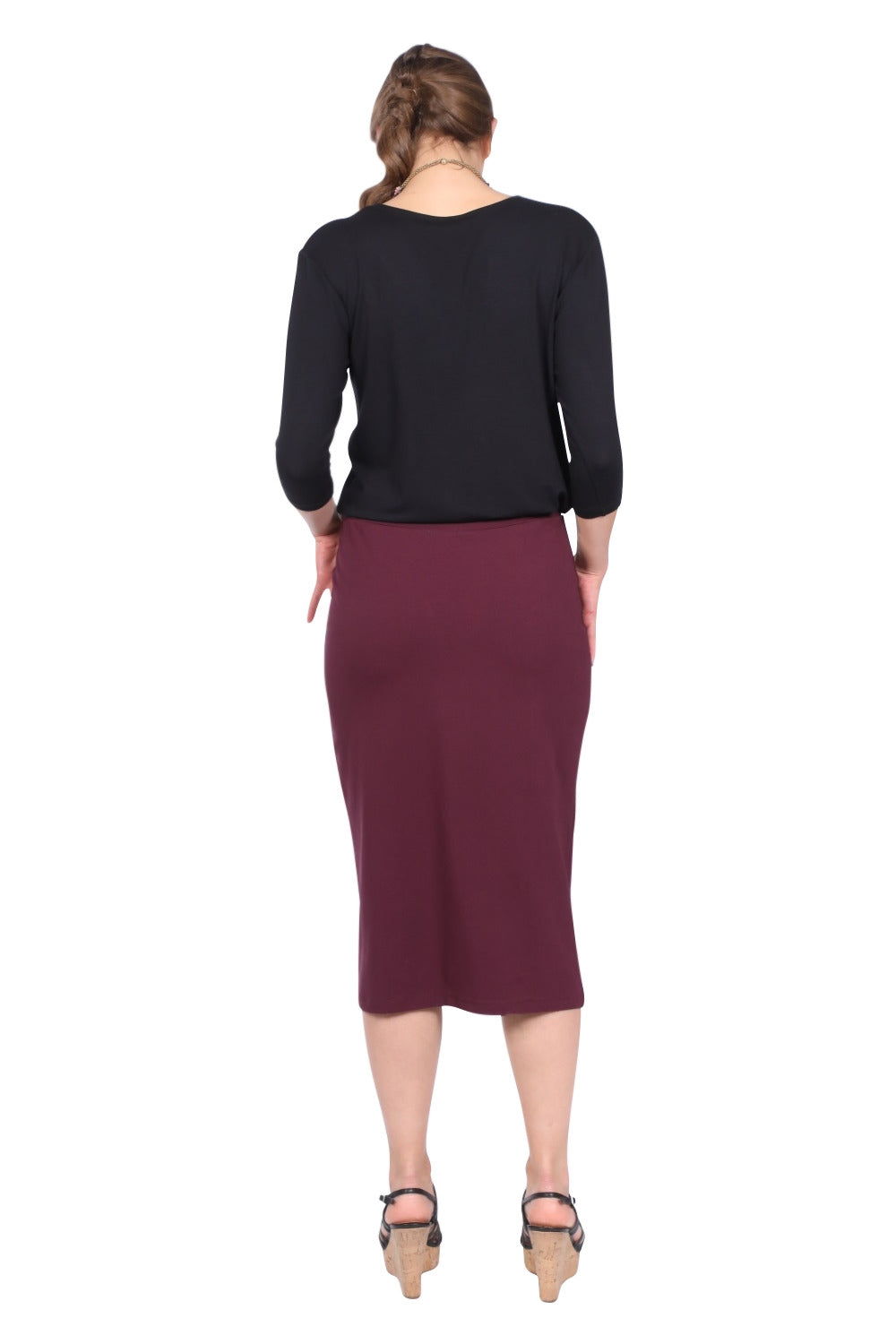 Mid-Calf Pencil Skirt in Cotton Spandex – No Slits by Kosher Casual USA