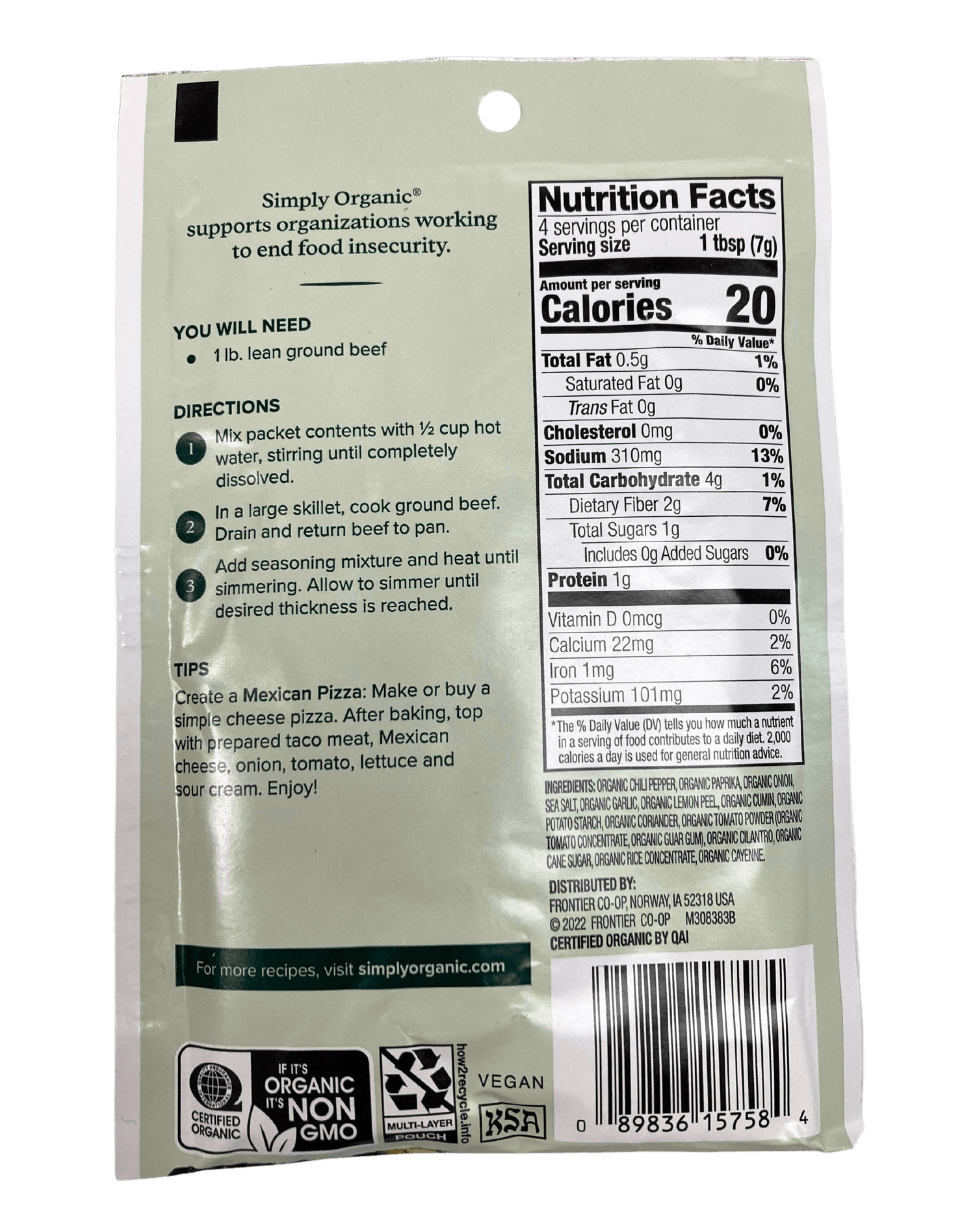 Taco Seasoning, Mild by Country Life Natural Foods