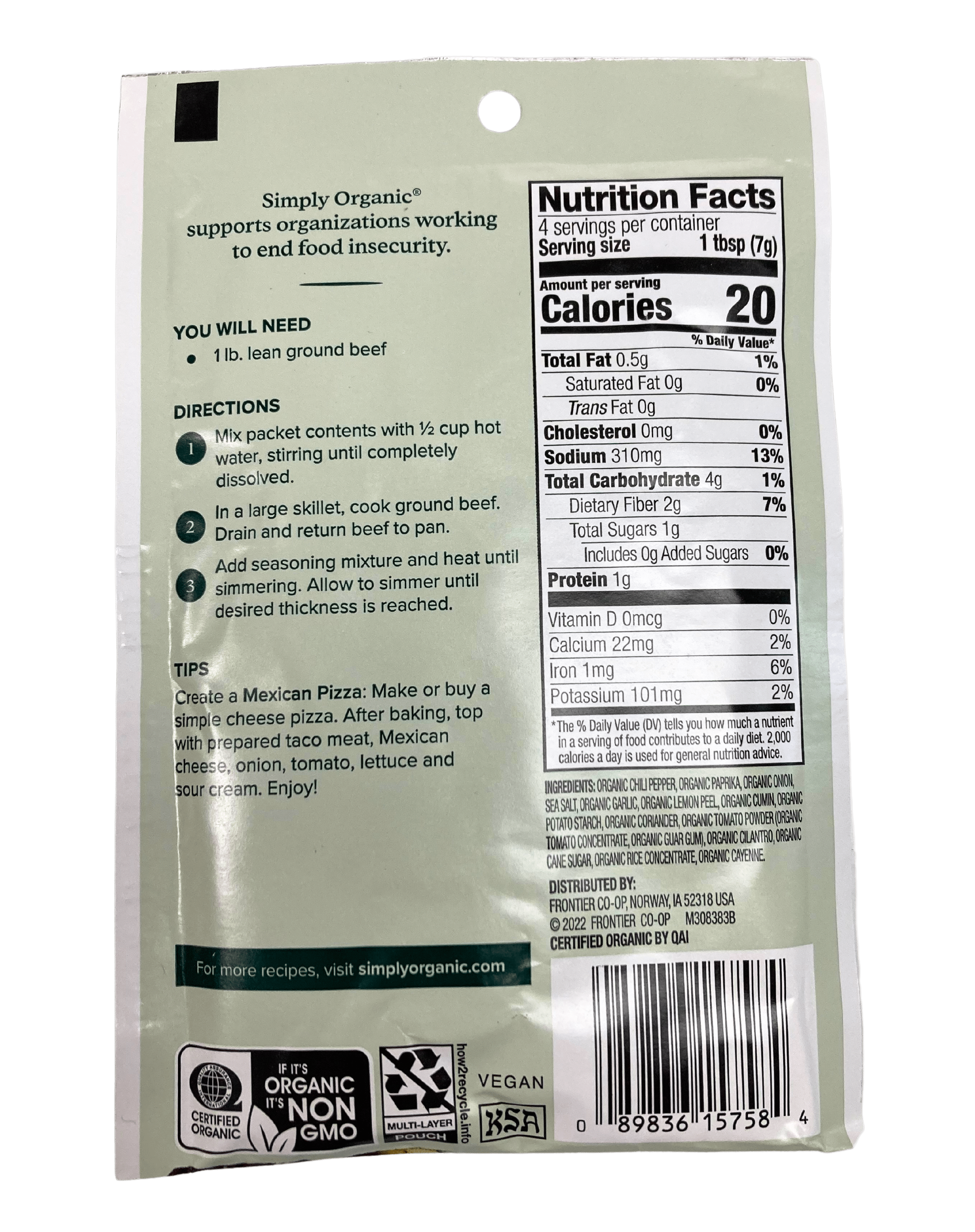 Taco Seasoning, Mild by Country Life Natural Foods