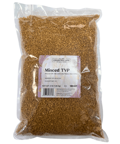 TVP Minced 1/8", No Added Color or Flavor, Non-GMO by Country Life Natural Foods