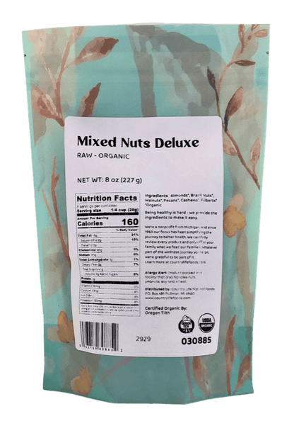 Mixed Nuts Deluxe, Raw, Organic by Country Life Natural Foods