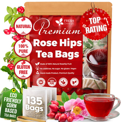 Premium Rosehip Tea Bags, 100% Natural &amp; Pure from Rose Hip Fruits. by FreshDrinkUS - Natural and Premium Herbal Tea