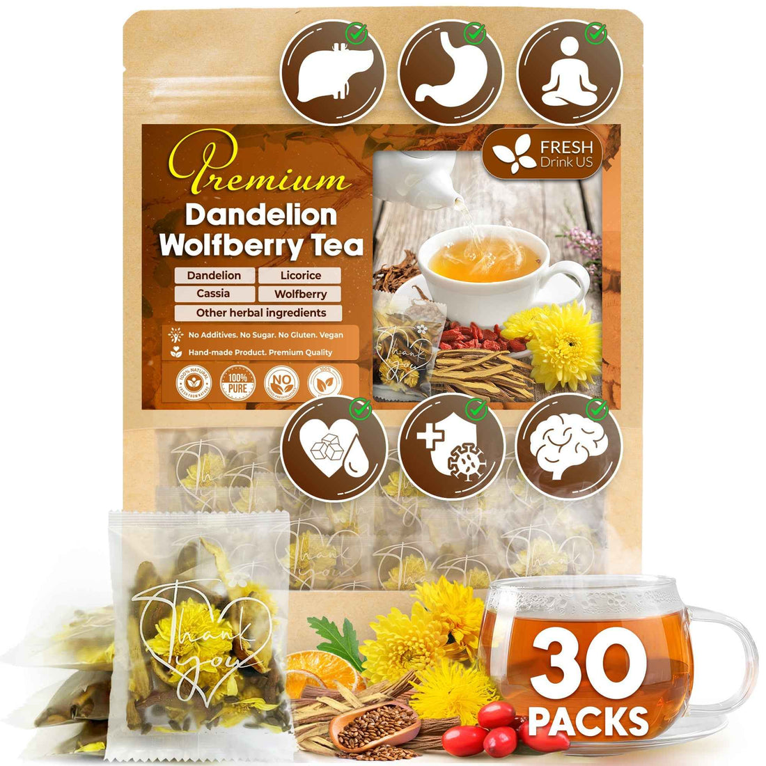 Dandelion Wolfberry Tea, 7 Herbal Ingredients