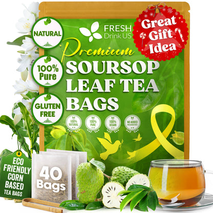 Premium Soursop Leaves Tea bags, Dried Soursop Leaves, Soursop Leaf Powder, Guanabana Leaves Tea, Hoja Guanabana Tea by FreshDrinkUS - Natural and Premium Herbal Tea