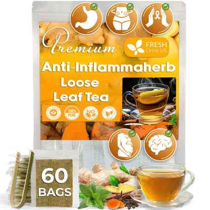 Anti-Inflammaheb Loose Leaf Tea, 100% Natural from Ginger, Turmeric, Peppermint, Black Pepper, Cinnamon