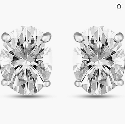 Moissanite Earrings - Forever Brilliant Oval 2.63 Ct 925 Sterling Silver