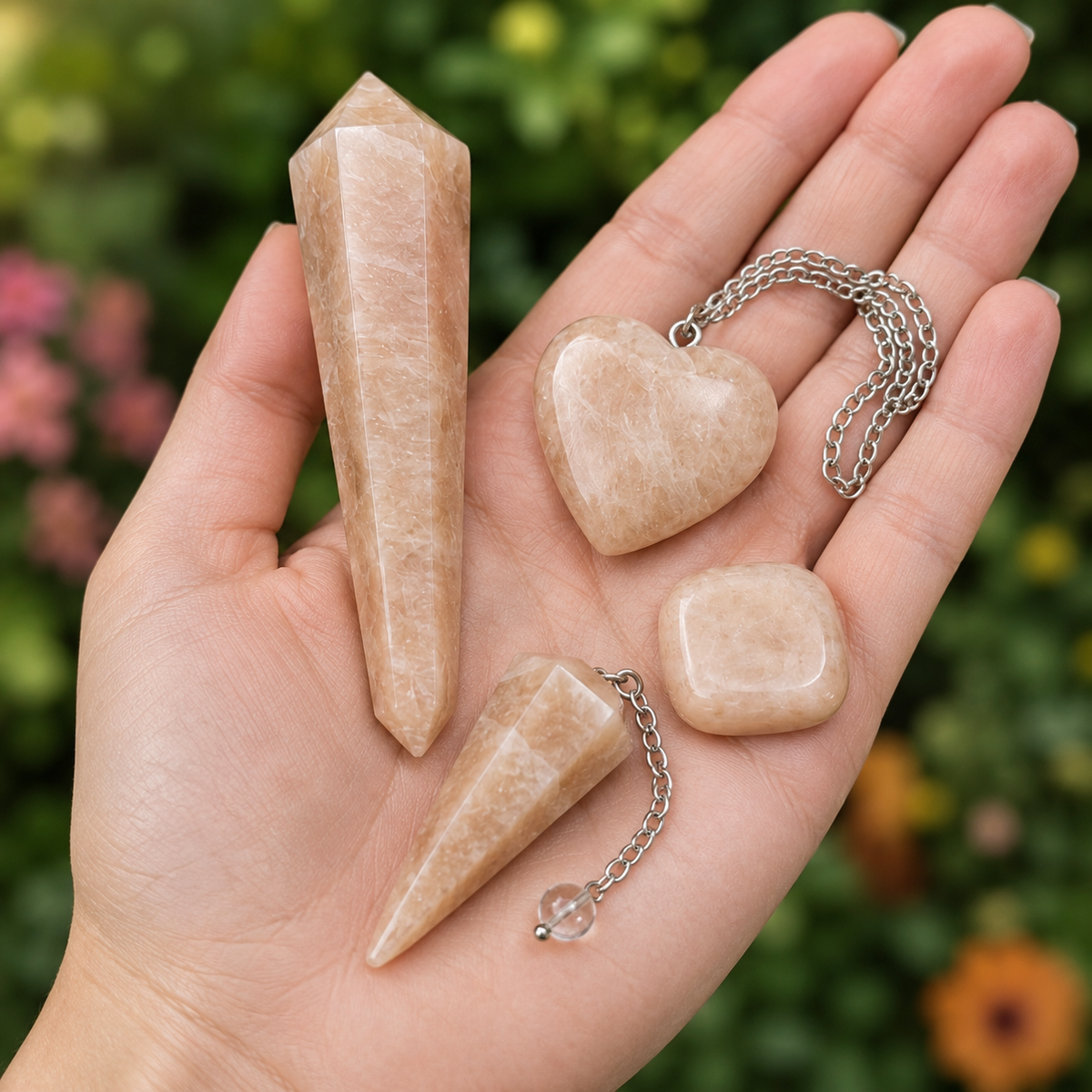 Moonstone Crystal Gift Set For Emotional Support and Protection, Real Polished Gemstones.  DestGlow