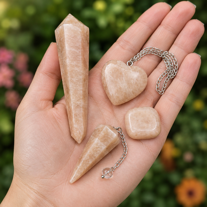 Moonstone Crystal Gift Set For Emotional Support and Protection, Real Polished Gemstones.  DestGlow