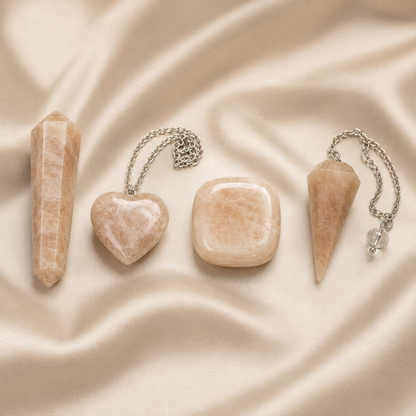 Moonstone Crystal Gift Set For Emotional Support and Protection, Real Polished Gemstones.  DestGlow