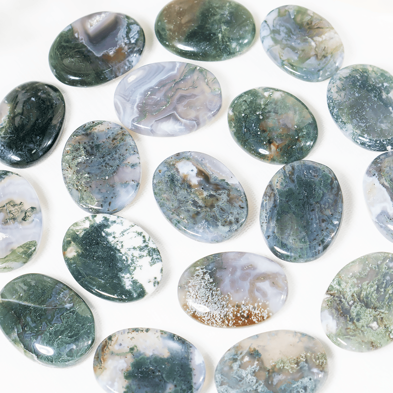 Moss Agate Pocket Stones (Trust and Self-Discipline)  DestGlow
