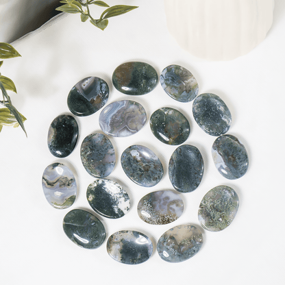 Moss Agate Pocket Stones (Trust and Self-Discipline)  DestGlow
