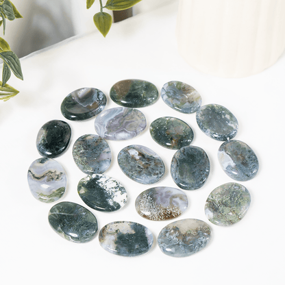Moss Agate Pocket Stones (Trust and Self-Discipline)  DestGlow