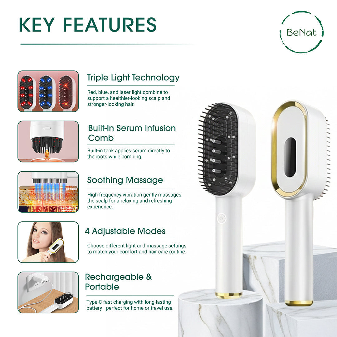 Multi-Functional 3-in-1 Scalp Massager and Oil Applicator Brush  DestGlow