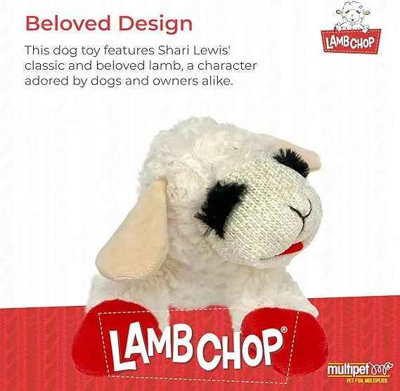 Multipet Mini Lamb Chop Officially Licensed, Plush, Squeak Pet Toy (White, 10&