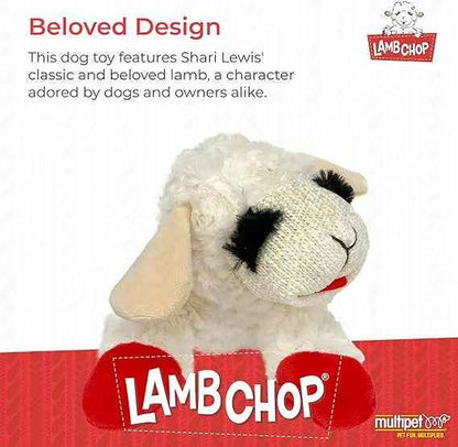 Multipet Mini Lamb Chop Officially Licensed, Plush, Squeak Pet Toy (White, 10&