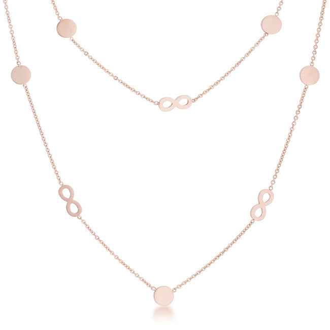 Krystal Stainless Steel Infinity Station Layer Necklace