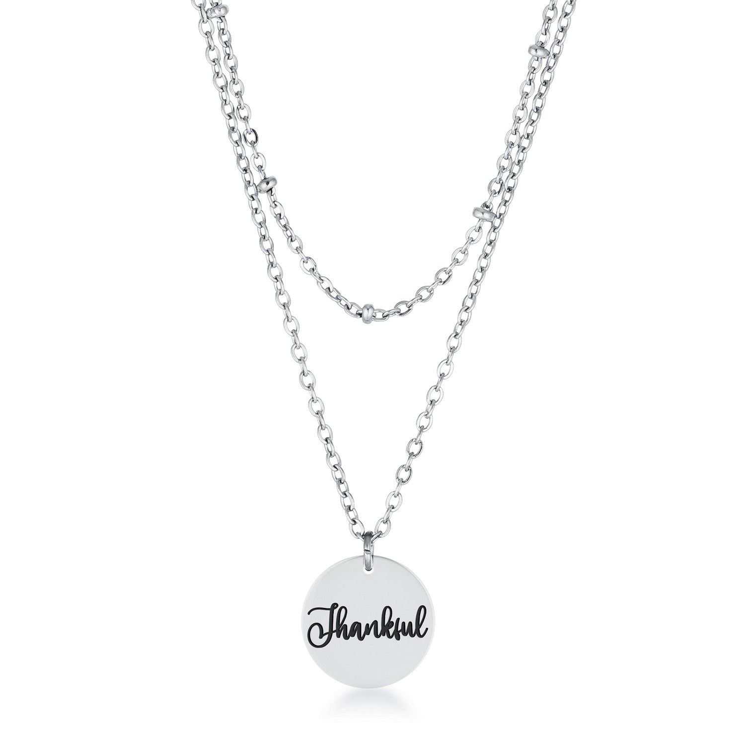Delicate Silver Plated Necklace Thankful by Avera Group
