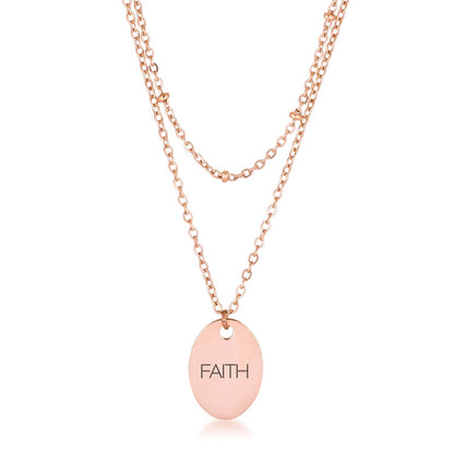 Jewelry Double Chain Faith Necklace In Rose Gold