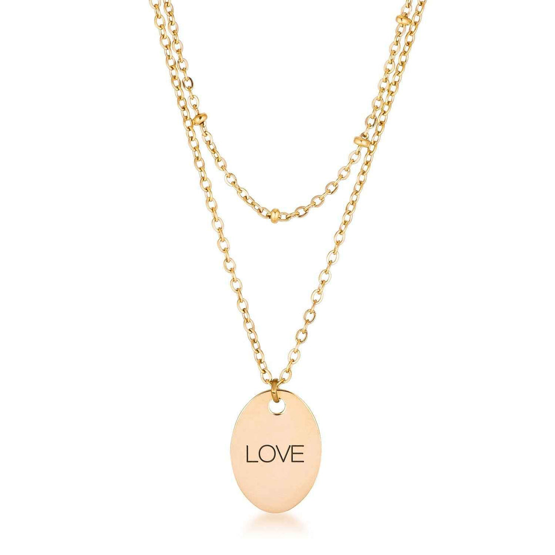 Double Chain LOVE Necklace Gold