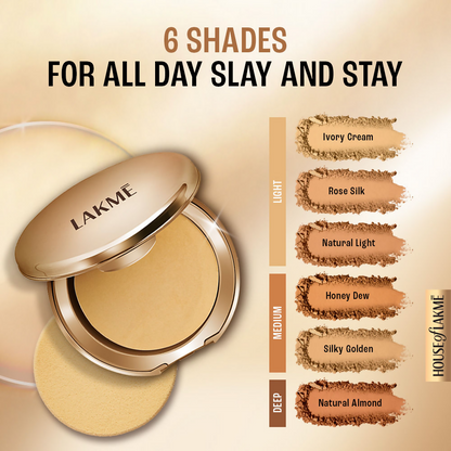 Lakme Powerplay Priming Powder Foundation, 3-In-1, Lasting Matte - Honey Dew