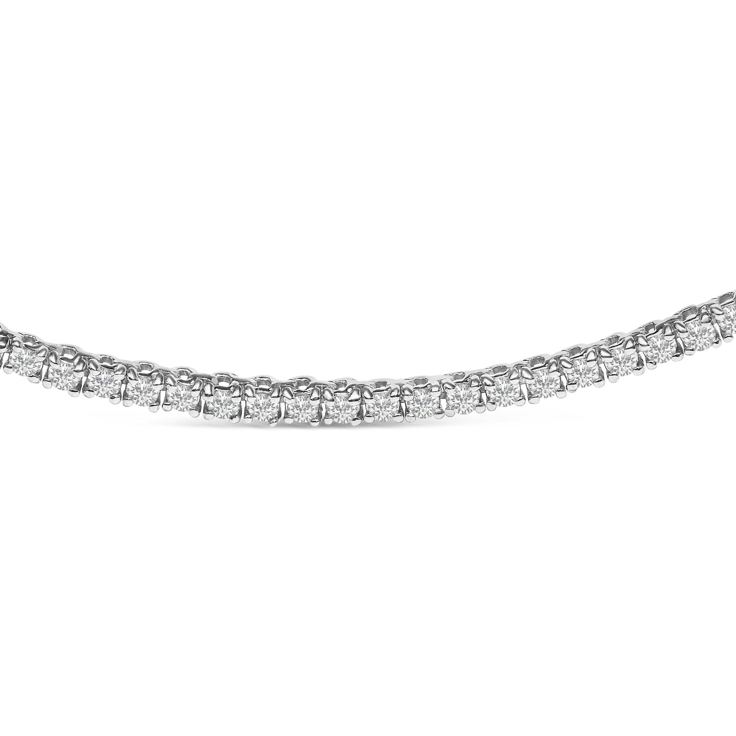 14K White Gold 3.0 Cttw Diamond Tennis Necklace  DestGlow