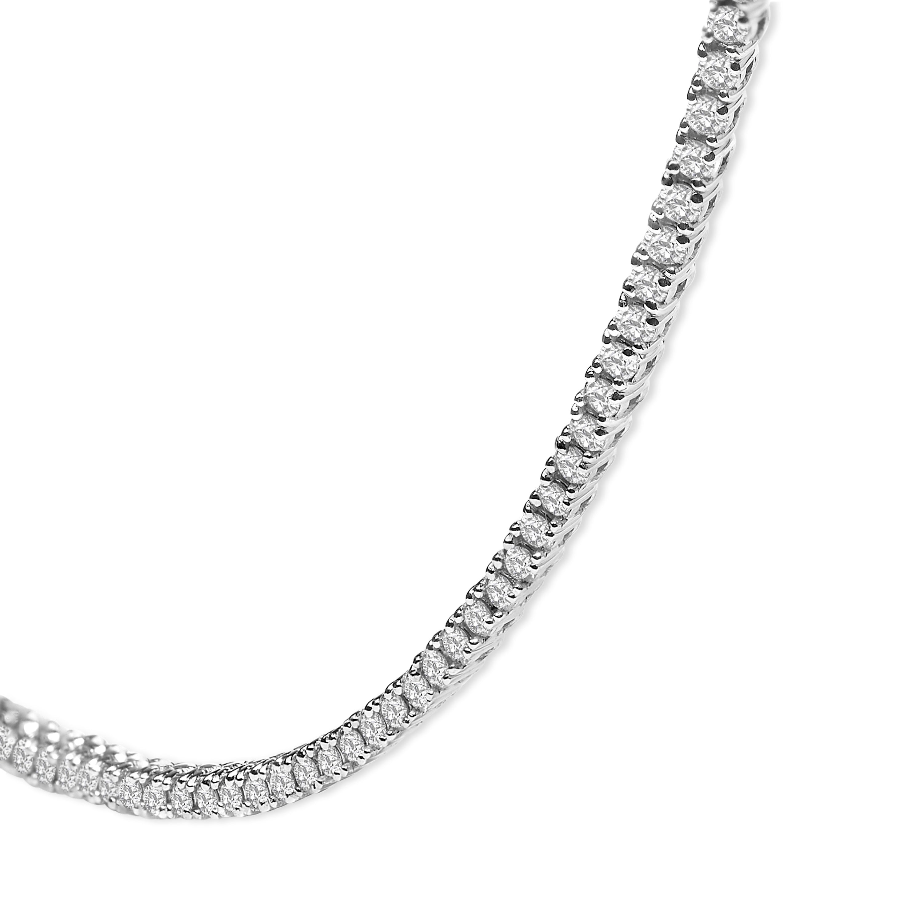 14K White Gold 3.0 Cttw Diamond Tennis Necklace  DestGlow