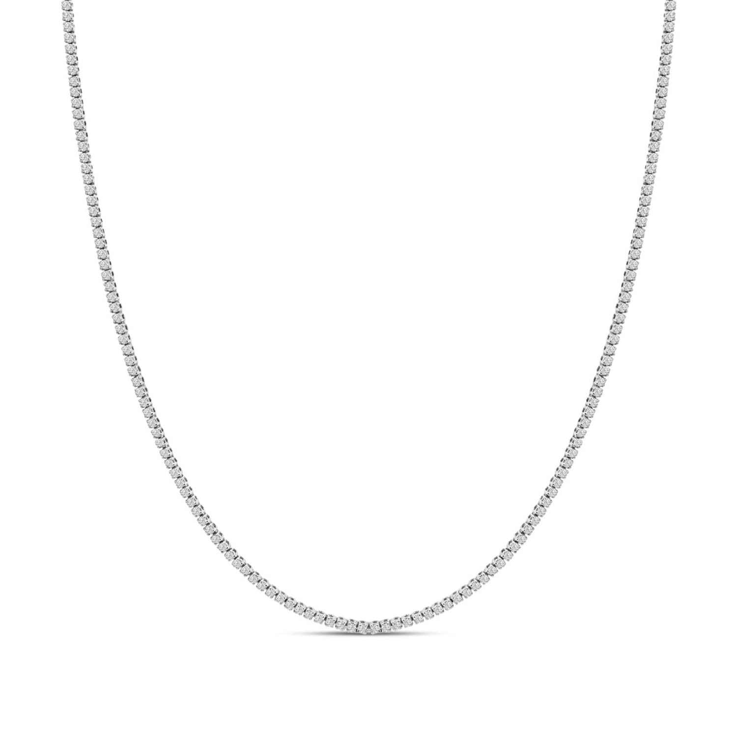 14K White Gold 3.0 Cttw Diamond Tennis Necklace  DestGlow