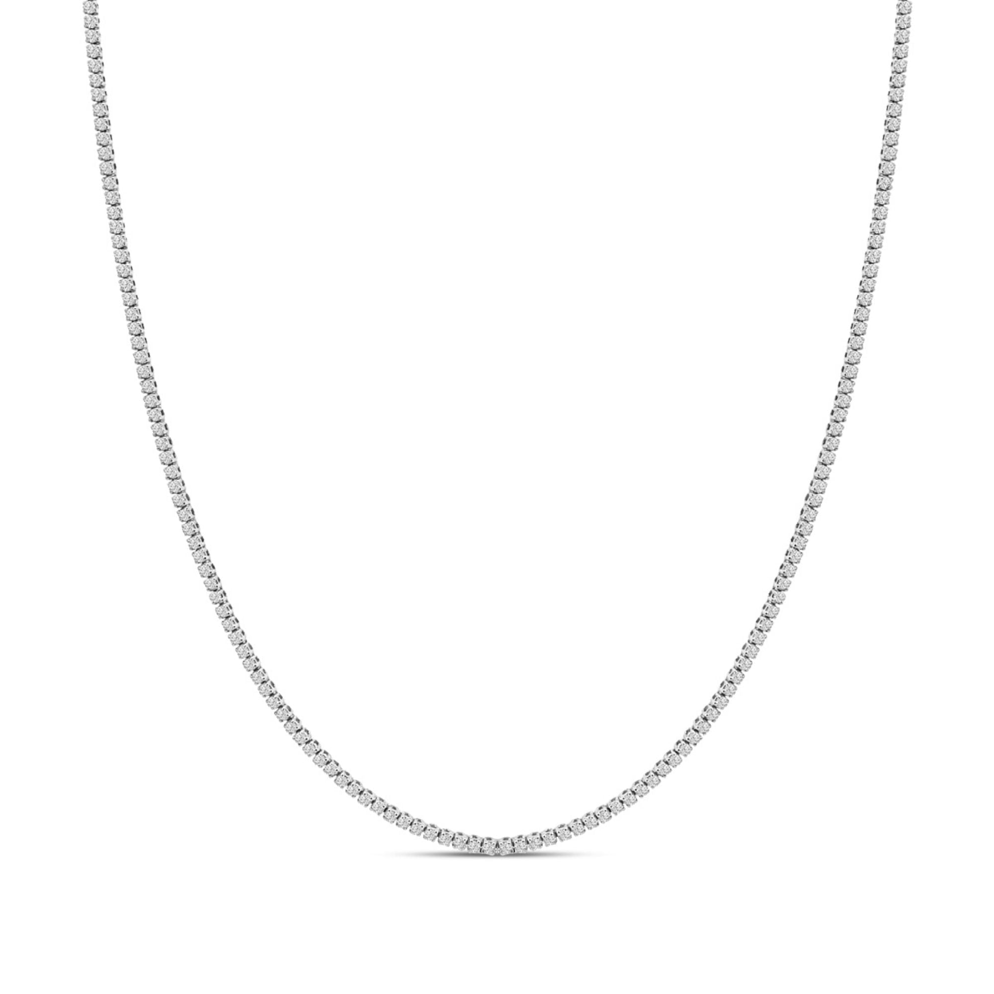 14K White Gold 3.0 Cttw Diamond Tennis Necklace  DestGlow