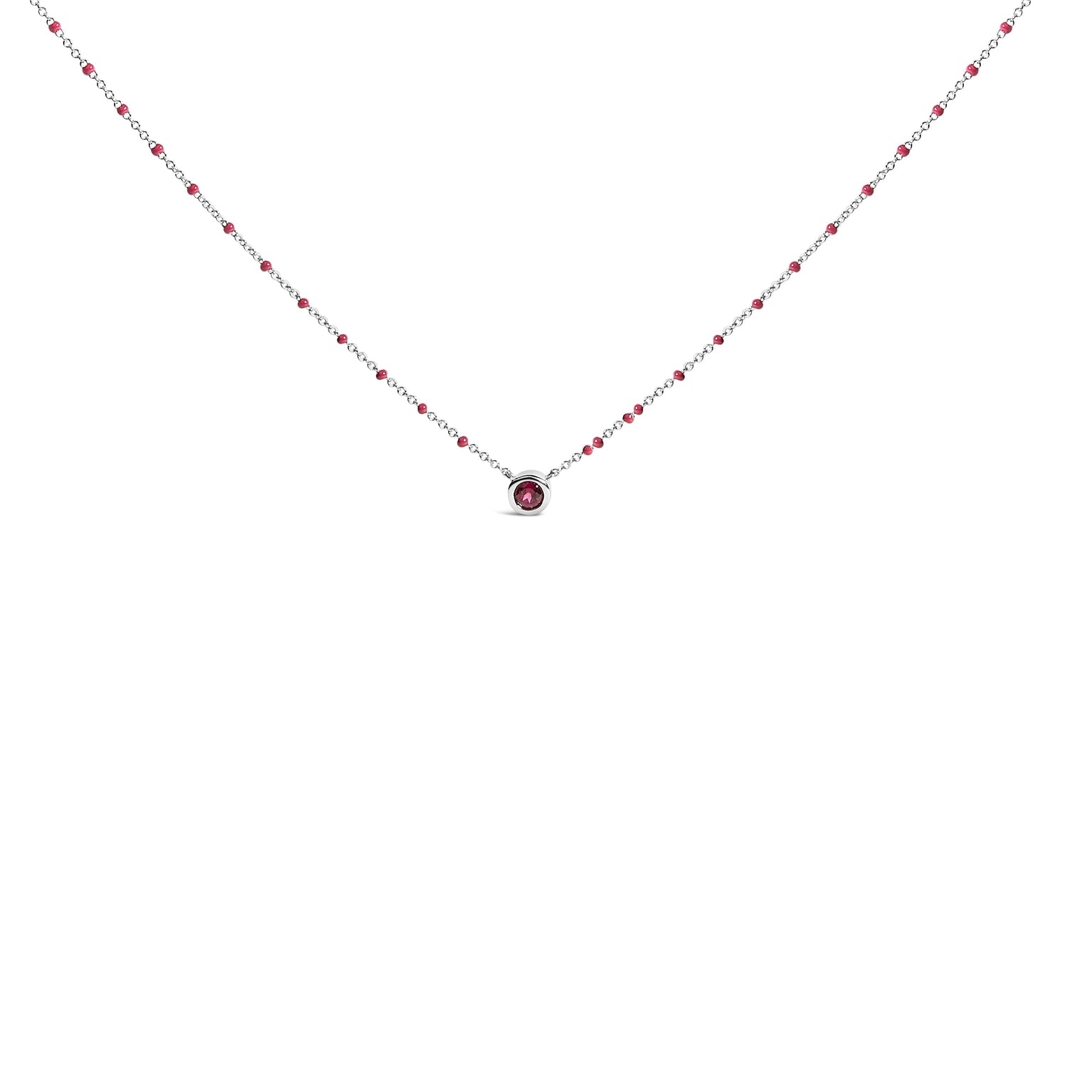 Sterling Silver Rhodolite Enamel Bead Chain Necklace 18 Inch by Bids.com