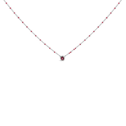 Sterling Silver Rhodolite Enamel Bead Chain Necklace 18 Inch by Bids.com