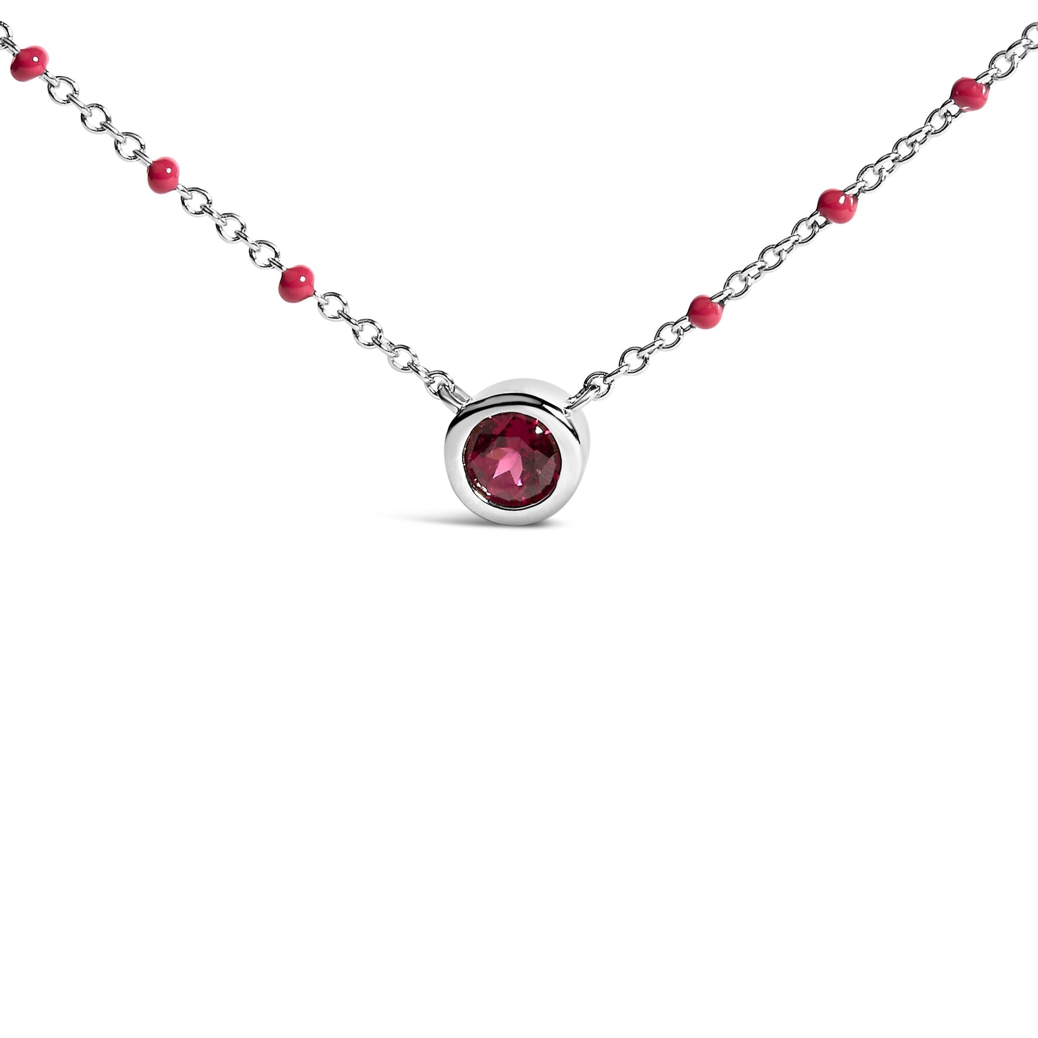 Sterling Silver Rhodolite Enamel Bead Chain Necklace 18 Inch by Bids.com